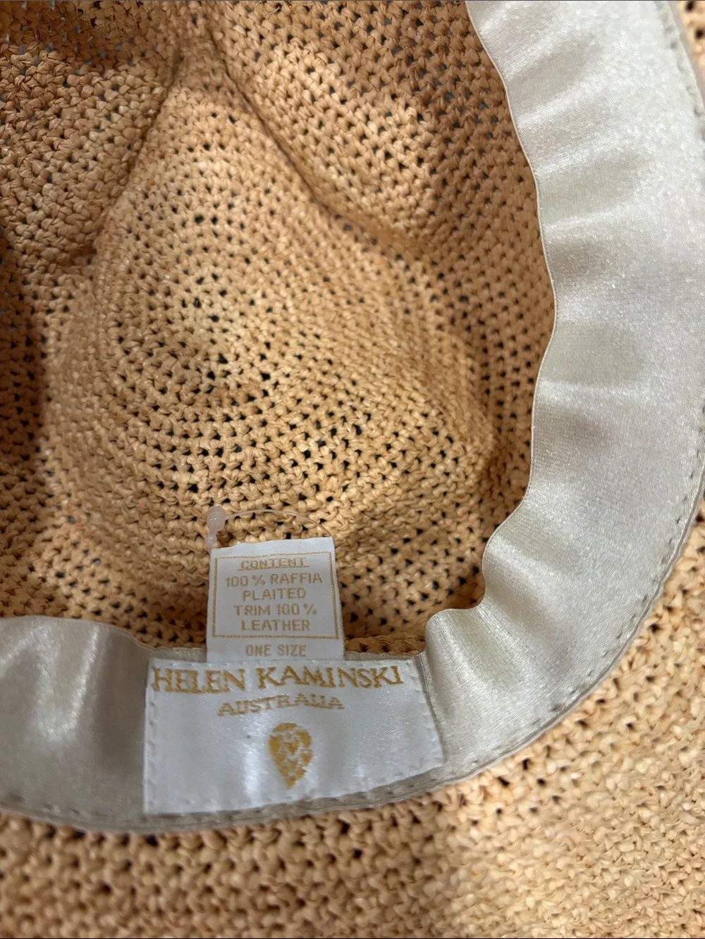 Helen Kaminski Natural Raffia Sun Hat with Ivory Braid Detail